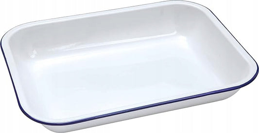 Plat à four Falcon Enamel Bleu et blanc Grand 37 X 29,5 6cm Plateau de cuisson