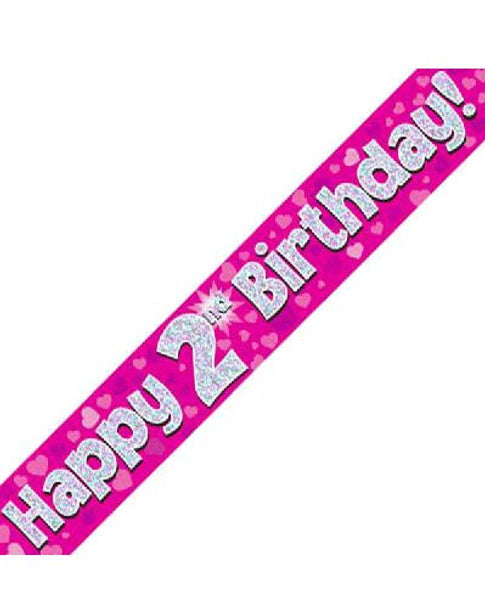 Happy 2nd birthday 9 feet Holographic banner