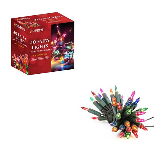 CHRISTMAS WORKSHOP 40 FAIRY LIGHTS WITH COLOUR BULBS
