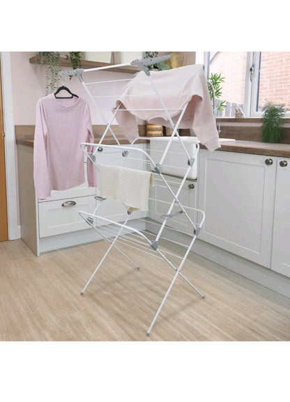 JVL 3 Tier Clothes Airer 25m Drying Space Folding Laundry Drying Rack