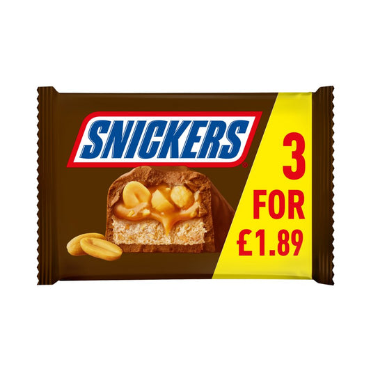 Snickers Caramel, Nougat, Cacahuètes et Chocolat au Lait Lot de 3 barres (3x41.7g) 1,89 £ PMP