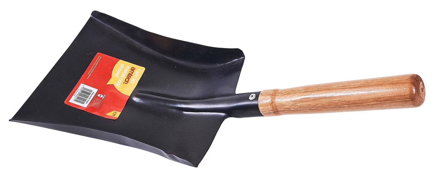Pelle à main en métal Amtech U1310 avec manche en bois pour ramasser le charbon et les cendres