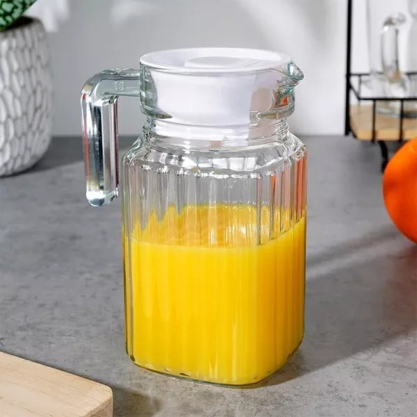 Glass Fridge Jug With Lid Drinks Pitcher Water Cocktail Milk Non Drip 500ml 0.5L