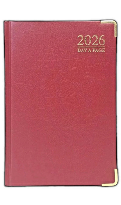 2026 A5 Page A Day Diary Padded with Metal Corner Desk Diary hardback office Assorted Colours