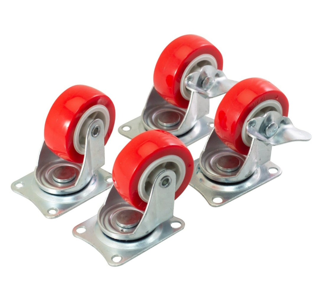 Jeu de 4 roulettes pivotantes Amtech (charge de 140 kg)