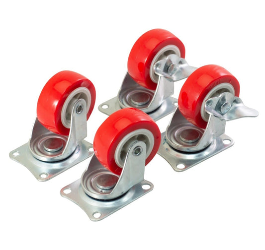 Jeu de 4 roulettes pivotantes Amtech (charge de 140 kg)
