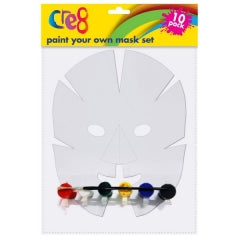The Cre8® Paint Your Own Mask Set, 10pk with paintbrush and paints..