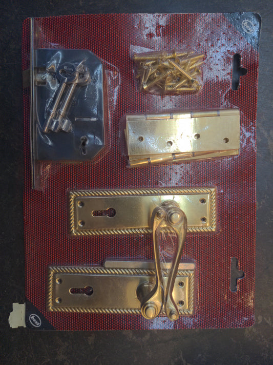 Packs de serrures en laiton georgien, serrure à 3 leviers de 2,5" (64 mm), 3 charnières DSW de 4" (102 mm) et vis