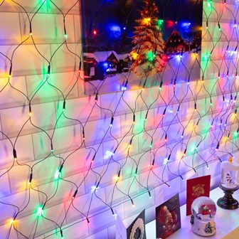 Christmas Workshop 100LED Battery Operated Timer Net Light -Multi Colour