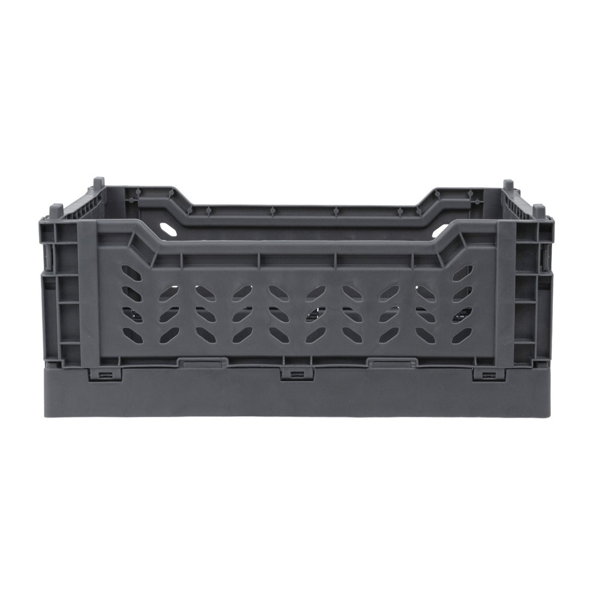 JVL Stackit Set of 2 Plastic Foldable Storage Crates – Small 4L Capacity – Collapsible Stackable Storage Box, Grey