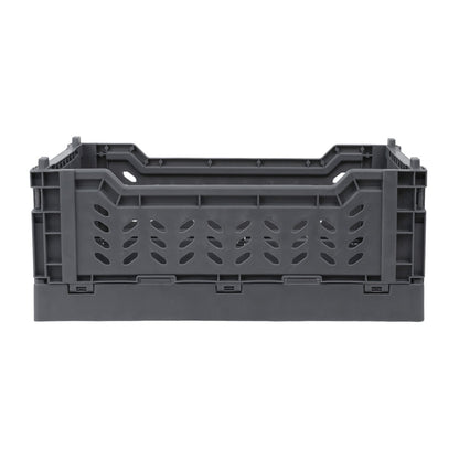 JVL Stackit Set of 2 Plastic Foldable Storage Crates – Small 4L Capacity – Collapsible Stackable Storage Box, Grey