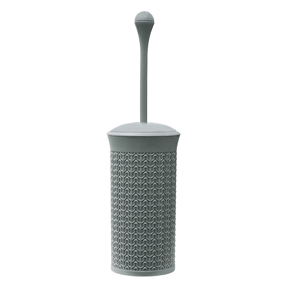JVL Brosse et support de toilettes en plastique avec boucle tricotée, taille unique, gris