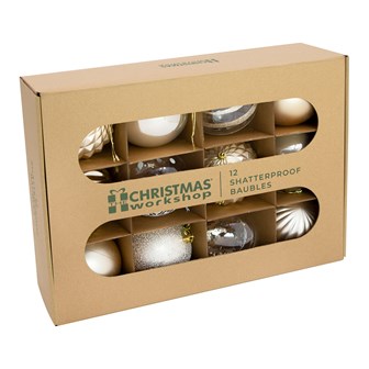 The Christmas Workshop 12PK Shatterproof Large Baubles Gold