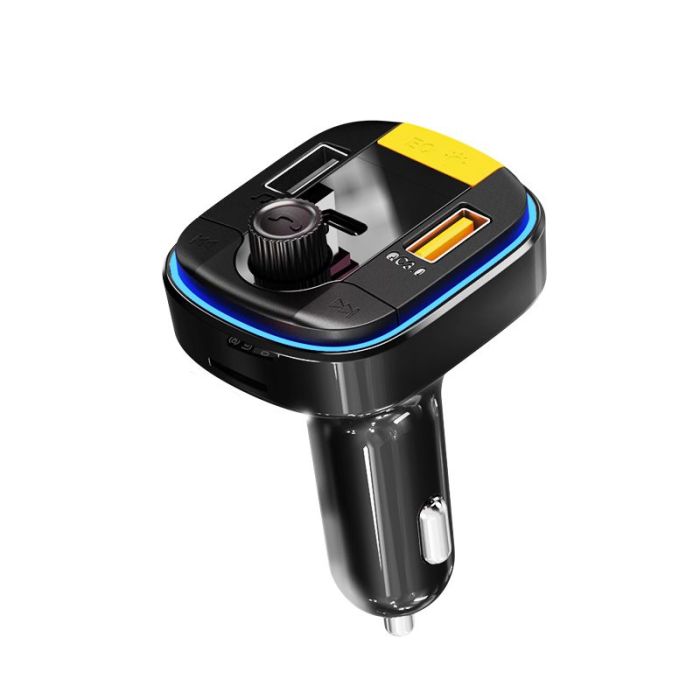 Yesido Y45 Fast charging Smart Dual USB Ports Vehicle Charger FM Transmitter Mp3 Multi Function Car Charger
