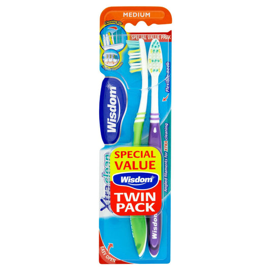 Wisdom Extra Clean Brosse à Dents Medium Lot de 2