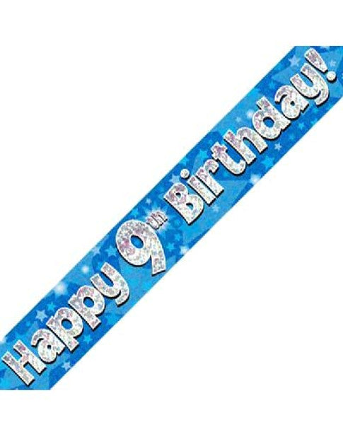 Oaktree 9TH BIRTHDAY BLUE HOLOGRAPHIC BANNER 9feet