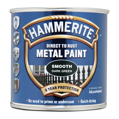 Hammerite Dark green Gloss Metal paint, 250ml Tin