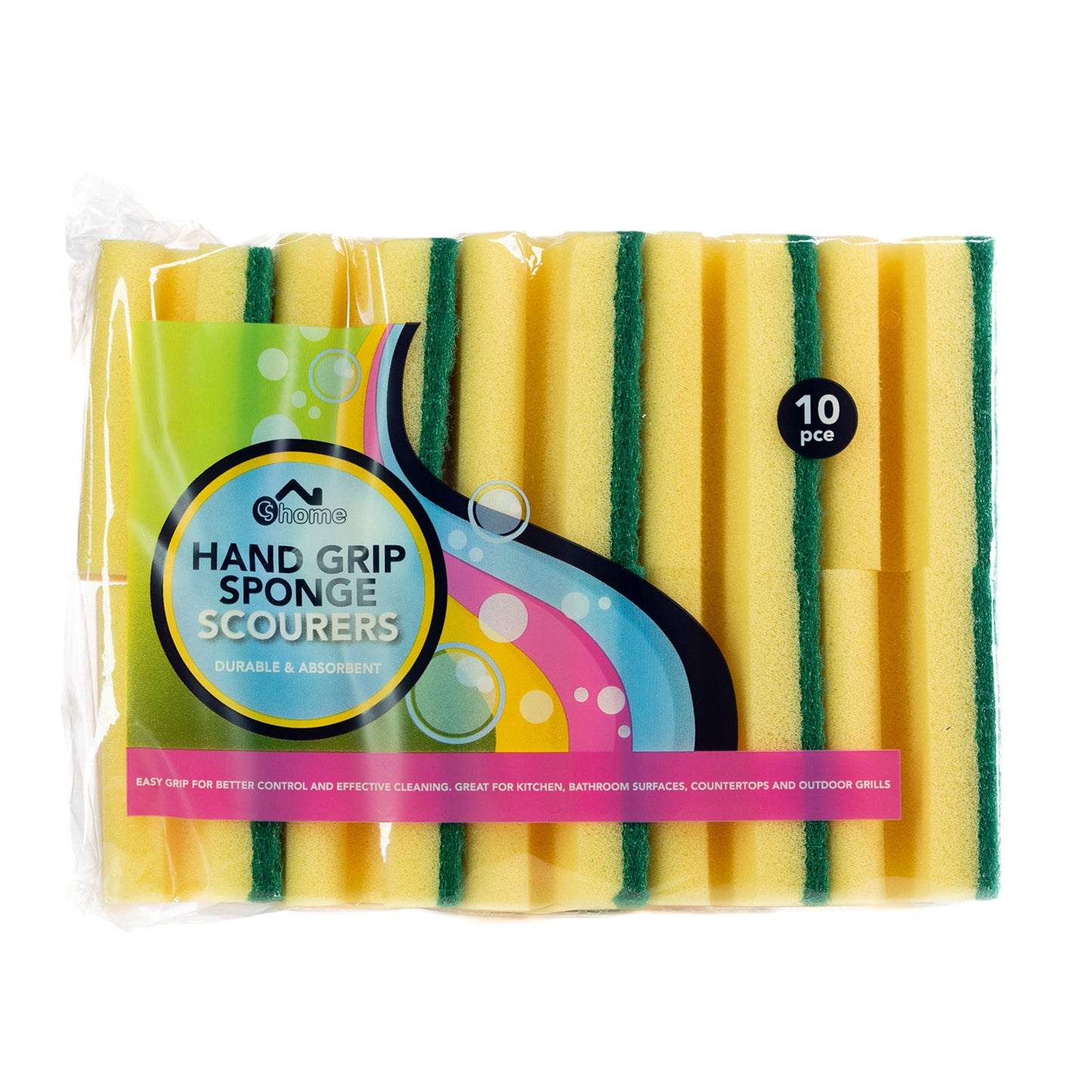 CS HOME SPONGE SCOURERS EASY GRIP 10Pk