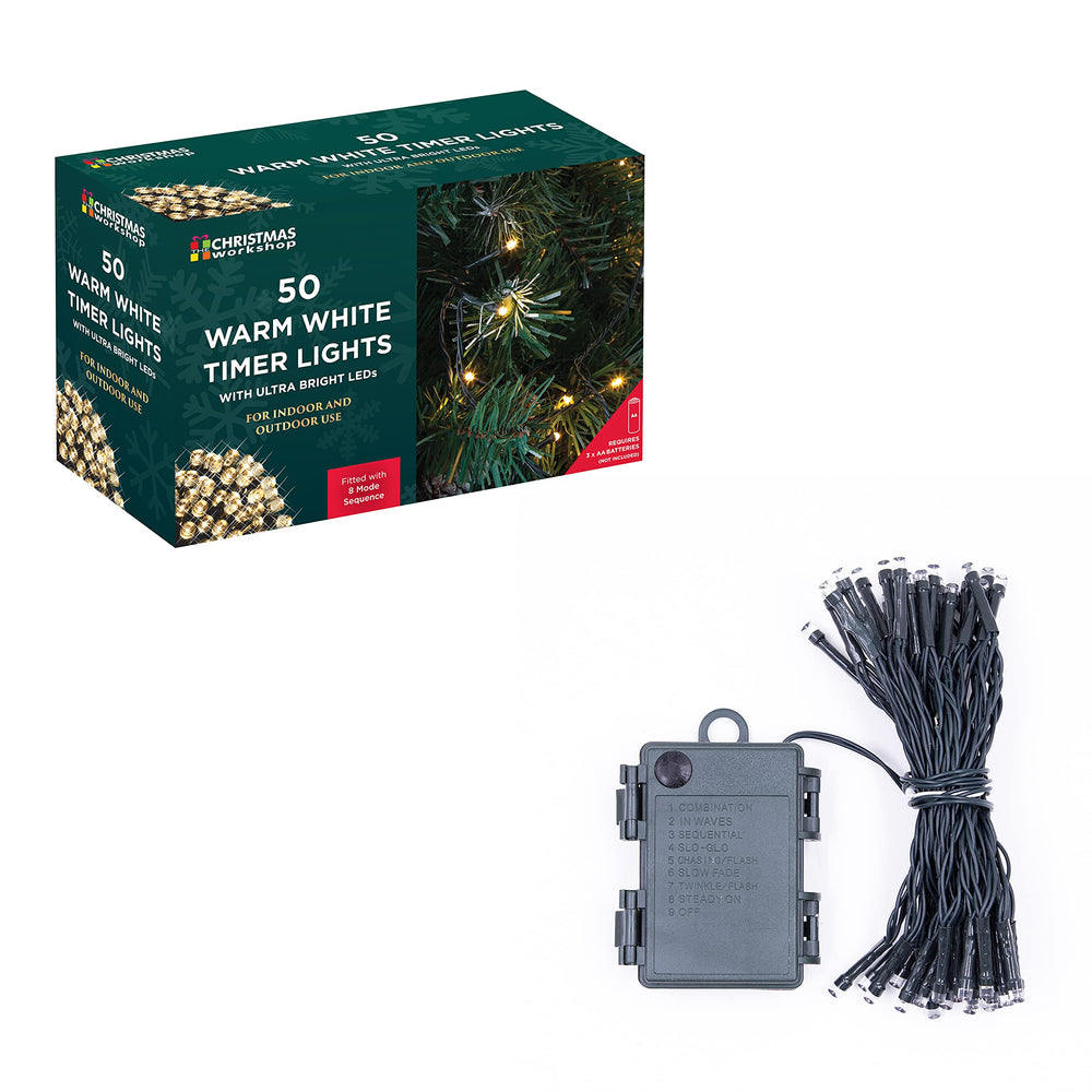 The Christmas Workshop 50 Battery Operated Warm White Christmas Lights