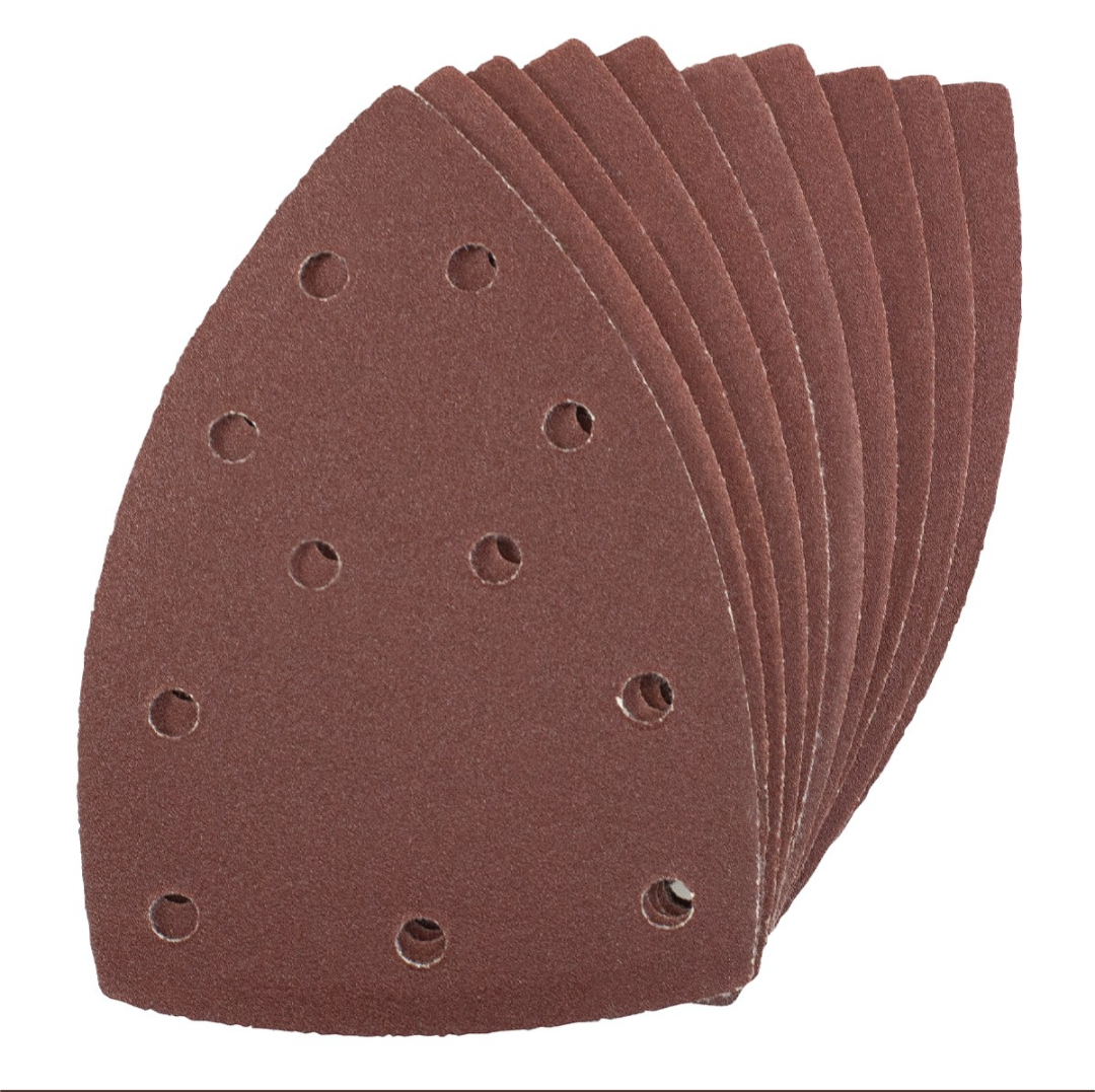 Amtech Pack of 10 P120 grit hook and loop delta sanding sheets