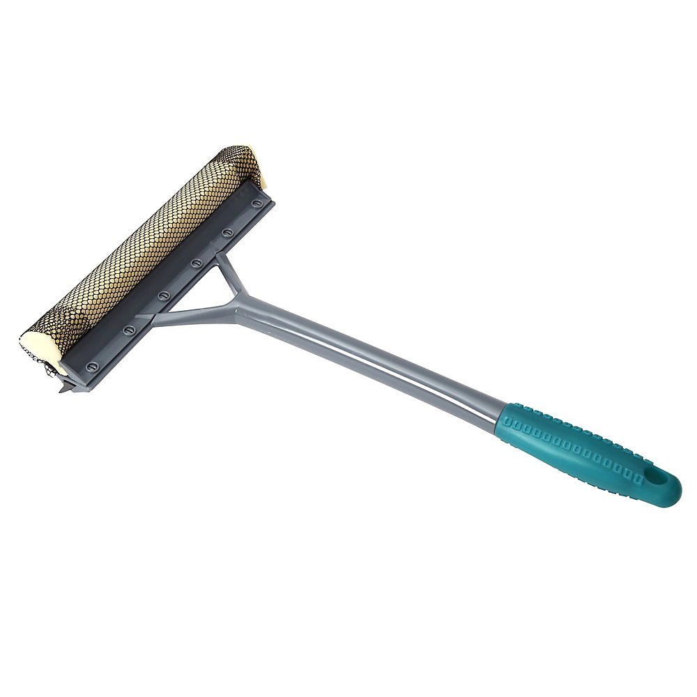 JVL Car Care Cleaning Range, Window Squeegee with Sponge, Plastic and Rubber, Teal and Grey