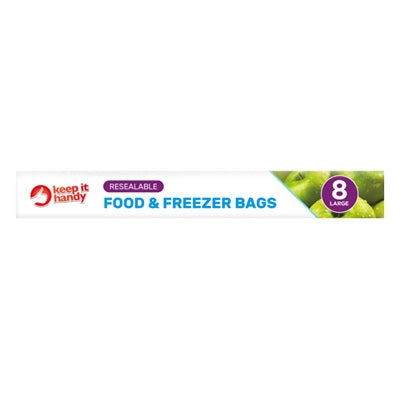 Resealable Food Freezer Bags Large 8pk
