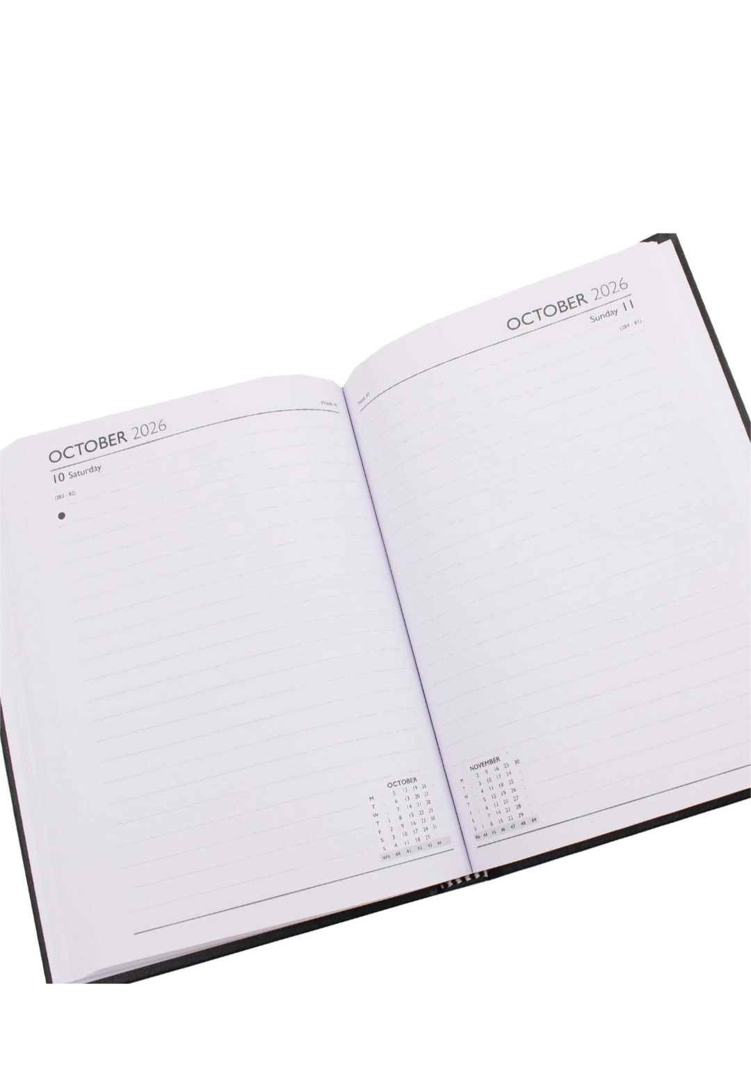 2026 A5 Diary Hardback Day a Page Full Sat/Sun 3282 - Black