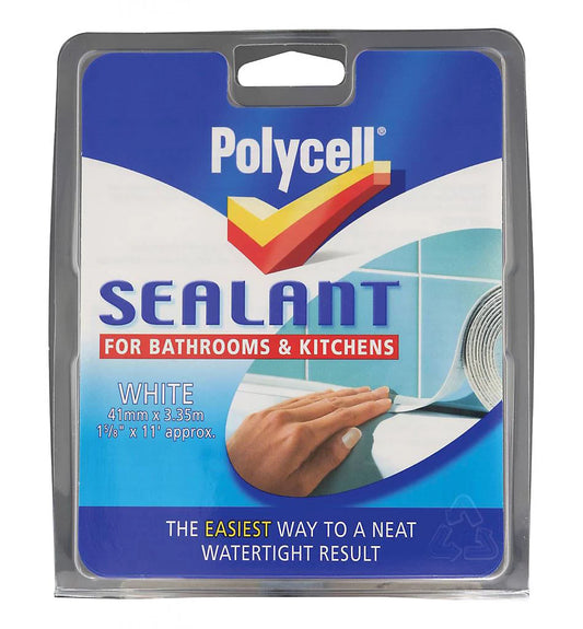Polycell - Sealant Strip Bathroom & Kitchen - White - 41mm x 3.35m