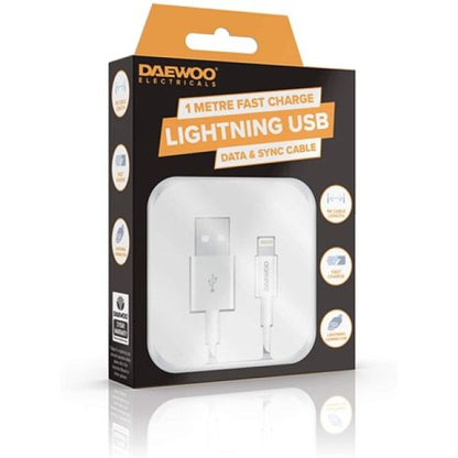 Daewoo USB To iPhone 2.1A Fast Charge  Lightning Cable 1m
