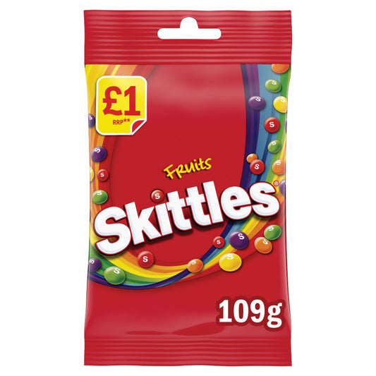 Skittles Bonbons Tendres Vegans Saveur Fruit Sachet Gourmand Prix de Vente Conseillé 1 £ 109 g