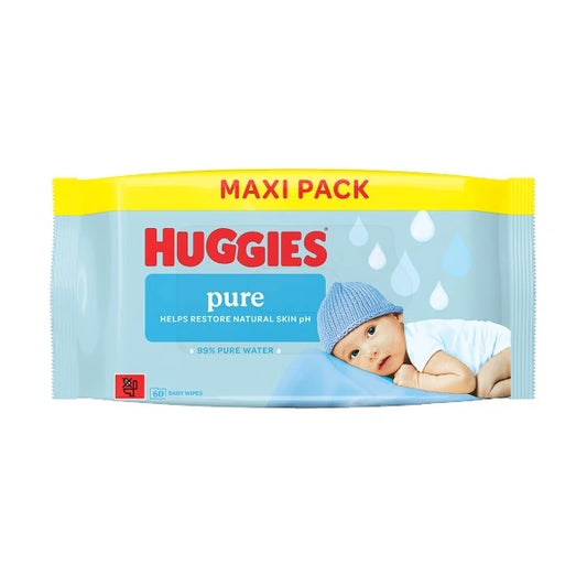 Huggies - Pure - 99% Pure Water Baby Wipes - 60 Wipes