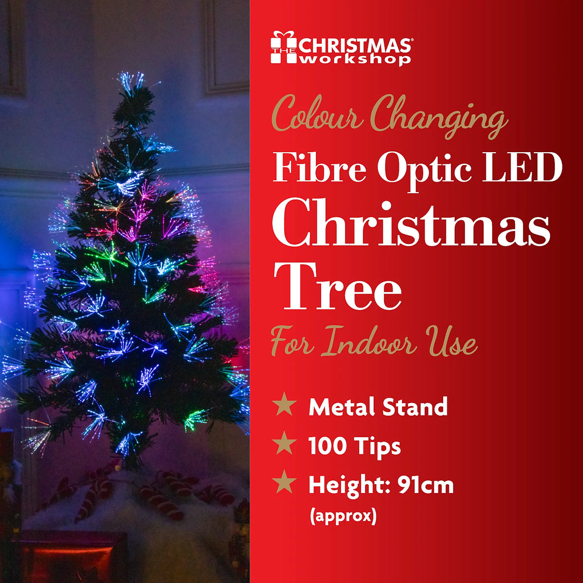 The Christmas Workshop 3ft Fibre Optic Artificial Christmas Tree