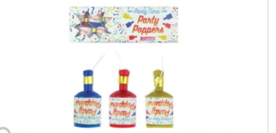 Party Time Party Poppers 12pcs