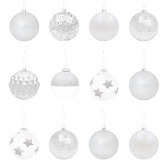 The Christmas Workshop 12PK Shatterproof Large Baubles Silver