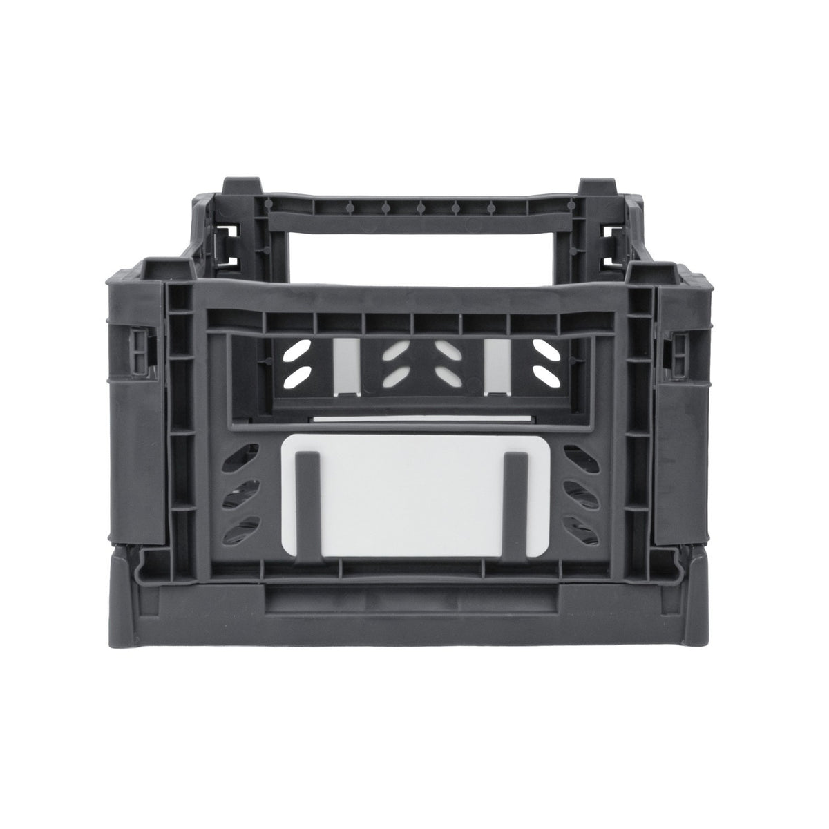 JVL Stackit Set of 2 Plastic Foldable Storage Crates – Small 4L Capacity – Collapsible Stackable Storage Box, Grey