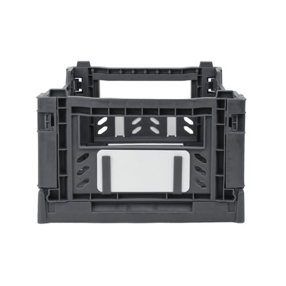 JVL Stackit Set of 2 Plastic Foldable Storage Crates – Small 4L Capacity – Collapsible Stackable Storage Box, Grey