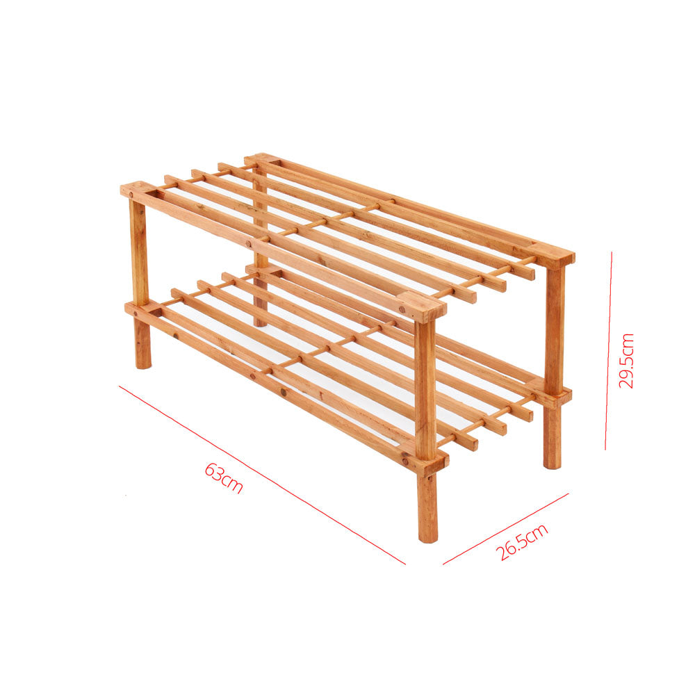 Shoe Rack Walnut 2 Tier