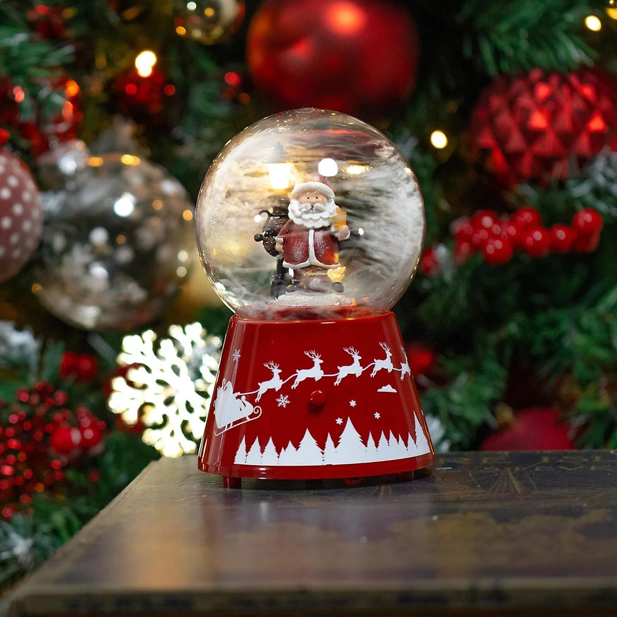Christmas Snow Globe Santa Musical LED Light Battery Operated Xmas Ornament