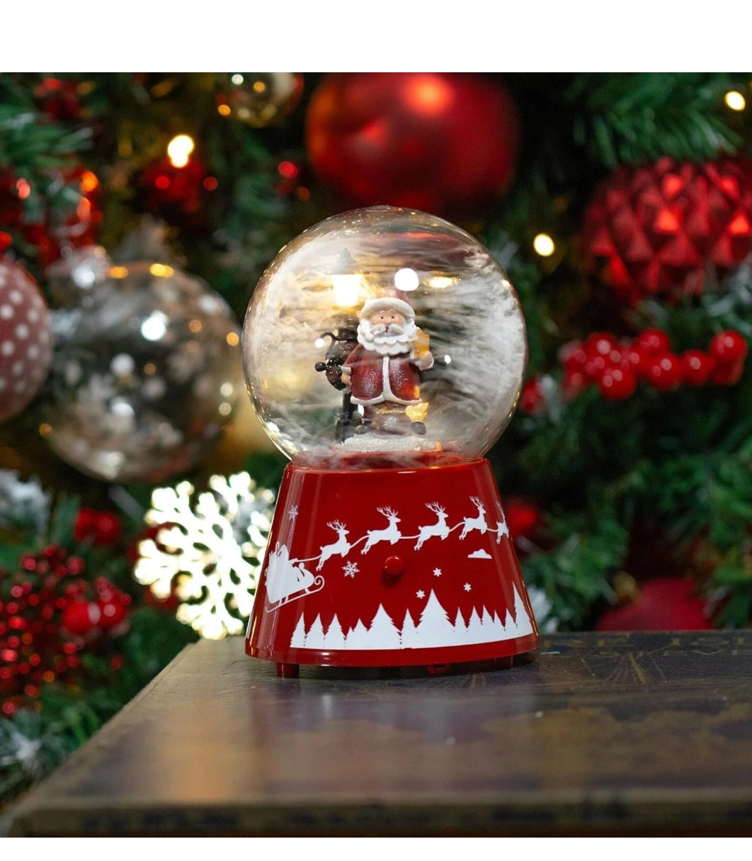 Christmas Snow Globe Santa Musical LED Light Battery Operated Xmas Ornament