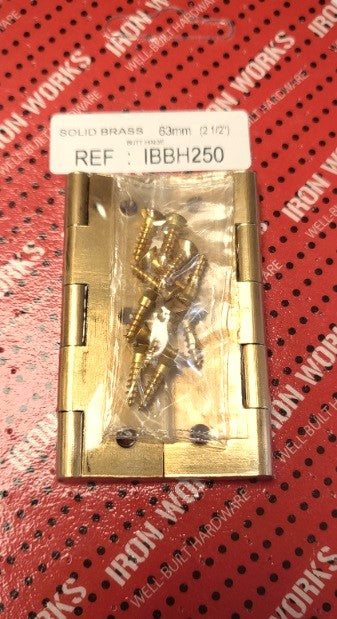 IBBH250 - Paire de paumelles en laiton massif de 2 1/2 po
