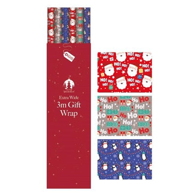 Rouleau emballage cadeau Noël 3m Extra Large Motifs Assortis