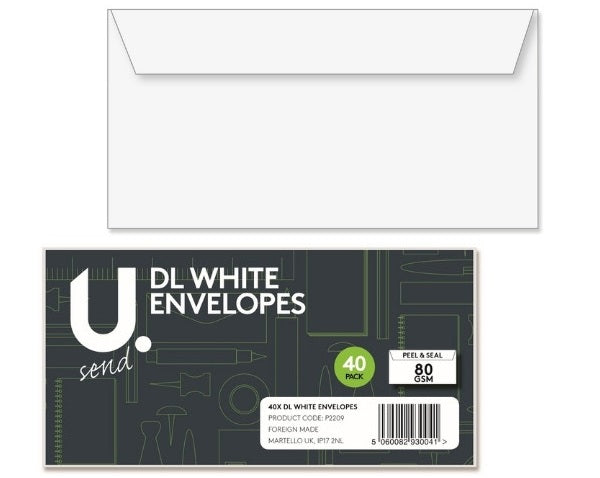 P2209 DL Enveloppes Blanches, paquet de 40
