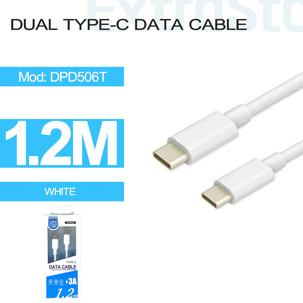Extrastar Type C to Type C Data Cable, 1.2M, White (DPD506T)