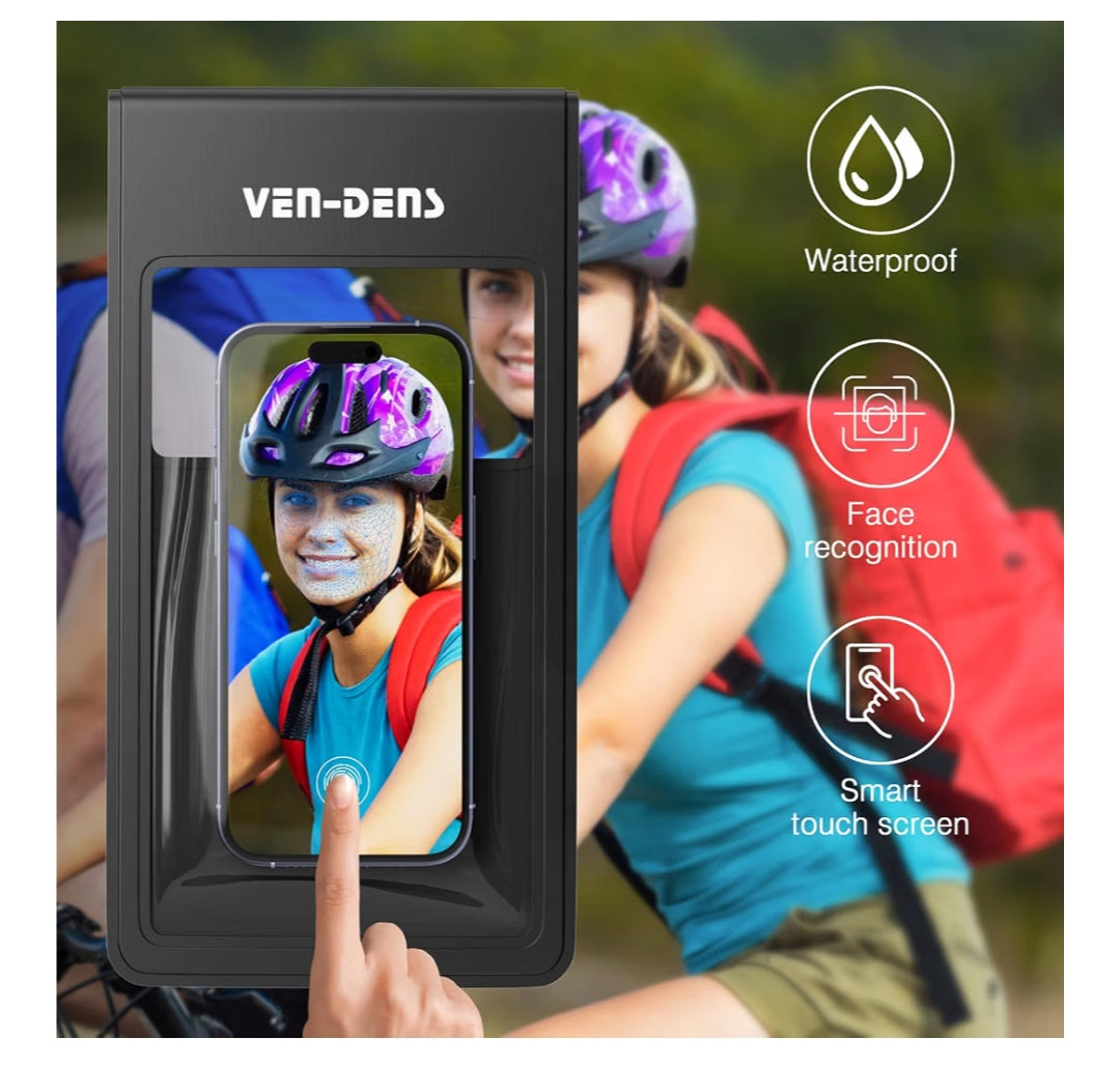 VEN-DENS Bike Phone Holder Waterproof, 360° Rotatable, One-Hand Release, Fits Smartphones