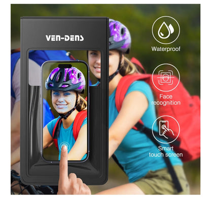 VEN-DENS Bike Phone Holder Waterproof, 360° Rotatable, One-Hand Release, Fits Smartphones