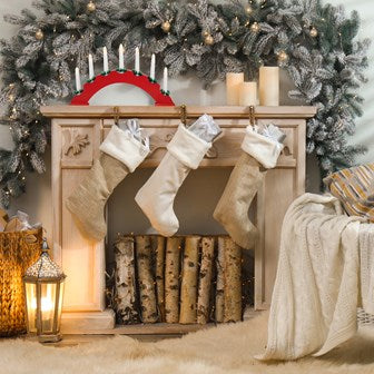 Christmas Workshop Candle Bridge Battery Operated Red Arched Wooden 7 LED Candles Warm White  Battery Operated