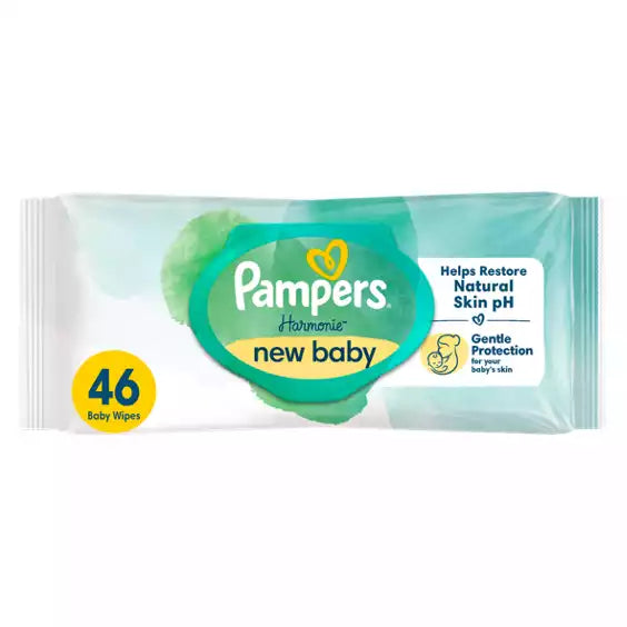 Pampers Harmonie Lingettes Bébé Douceur Pure Sans Plastique 46 Lingettes Bébé Humides