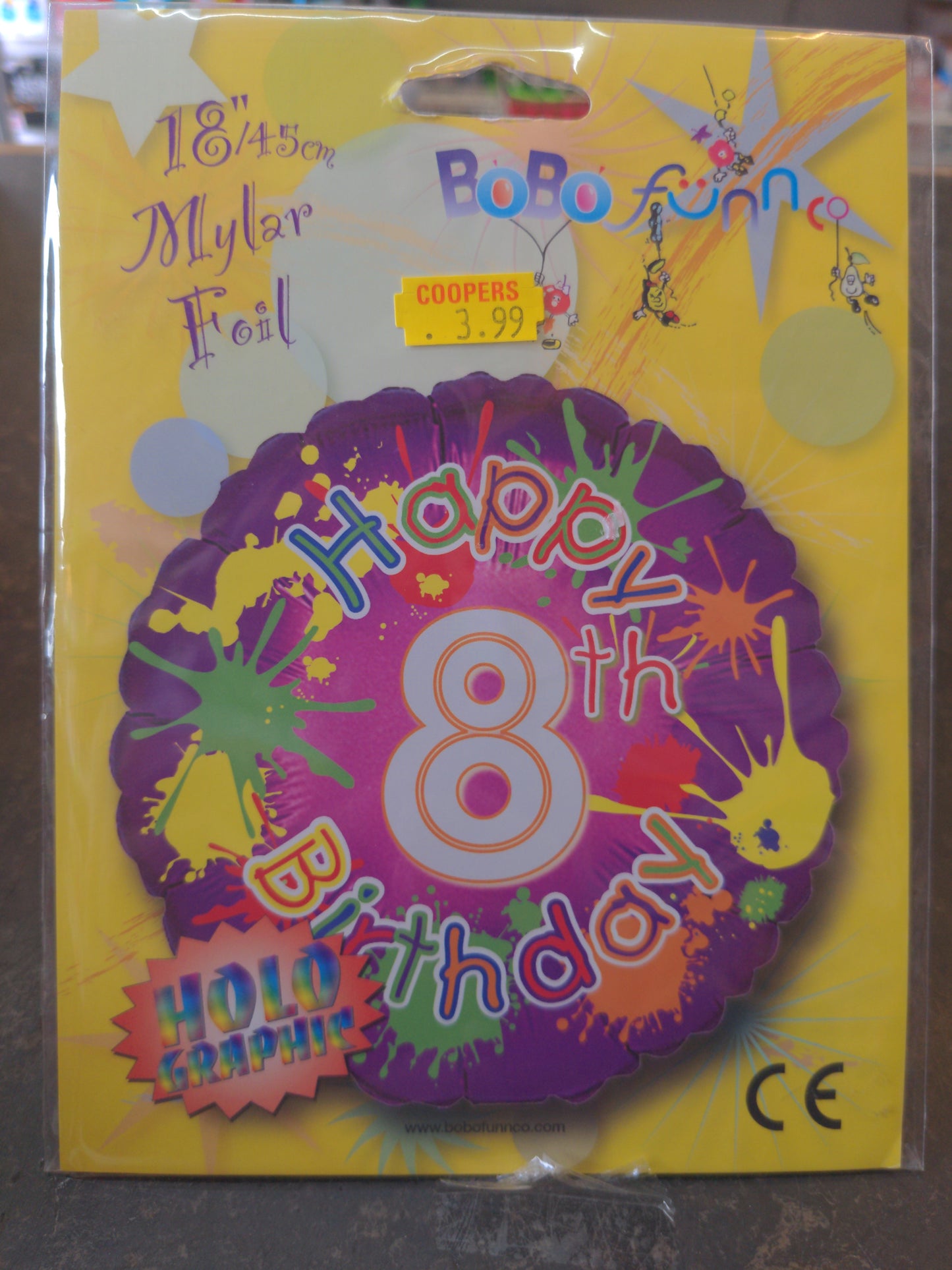 Happy 8th birthday Holographic Helium balloon 18in