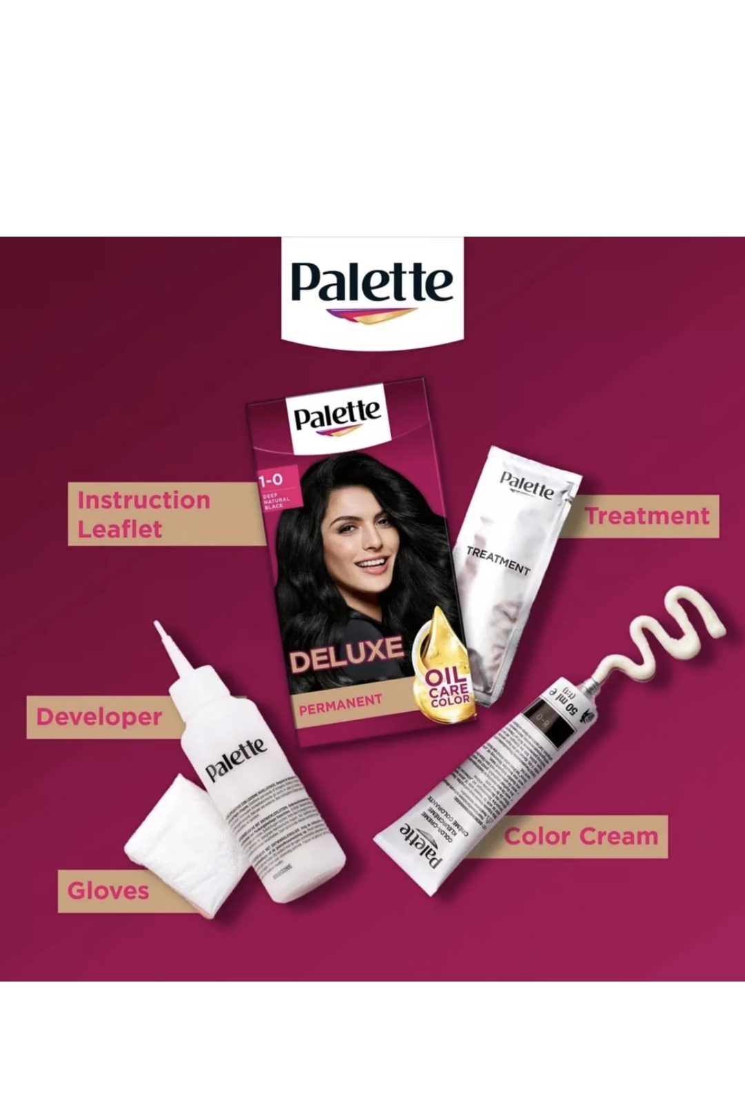Palette Deluxe Permanent Hair Dye Deep Natural Black 1-0
