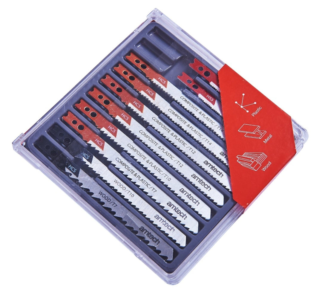Amtech 10 Piece mixed jigsaw blades with clamp fitting